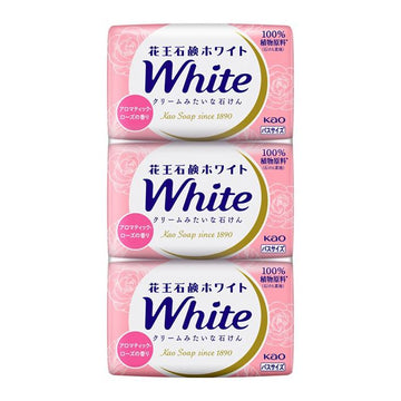 KAO White Creamy Soap Bar Bath Size Rose Scent 130G x 3PCS
